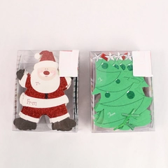 Lot of 2 Handmade Self-Adhesive Christmas Gift Tags - Santa & Tree