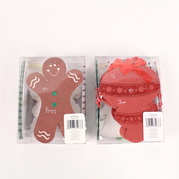 Lot of 2 Handmade Self-Adhesive Christmas Gift Tags - Santa & Tree