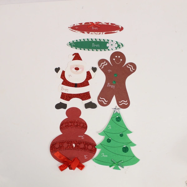 Lot of 2 Handmade Self-Adhesive Christmas Gift Tags - Santa & Tree