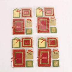 Lot of 4 Christmas Glitter Photo Frame Gift Tags - Red & Green Sealed