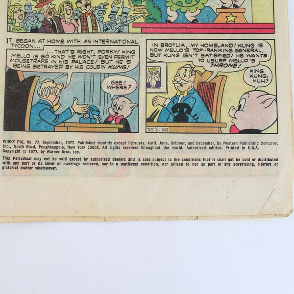 Vintage Porky Pig & Bugs Bunny Comic No. 77 Whitman Sept 1977 - Good Condition