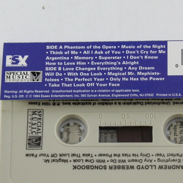 Andrew Lloyd Webber Songbook Audio Cassette 1994 Essex, 16 Iconic Songs