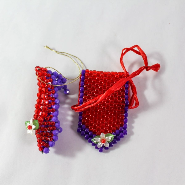 Lot of 8 Red & Purple Christmas Ornaments - Festive Holiday Decor