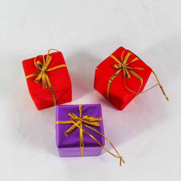 Lot of 8 Red & Purple Christmas Ornaments - Festive Holiday Decor