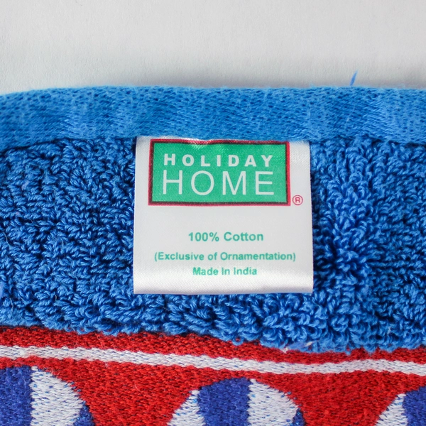 Holiday At Home Blue Christmas Bath Towel Penguin Design Cotton 45"x19.5"