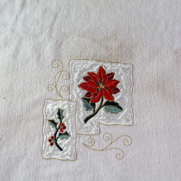 Vtg Barth & Dreyfuss Embroidered Christmas Towel - Holiday Decor, Stains