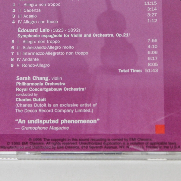 Sarah Chang Lalo Symphonie Espagnole Concerto No 5 CD EMI Classics