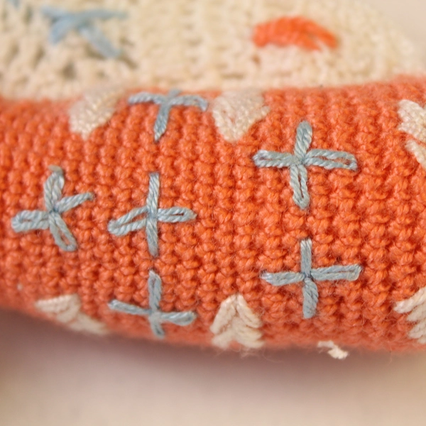 Vintage Crochet Angel Ornament Pink Dress Harp 6" Christmas Decor