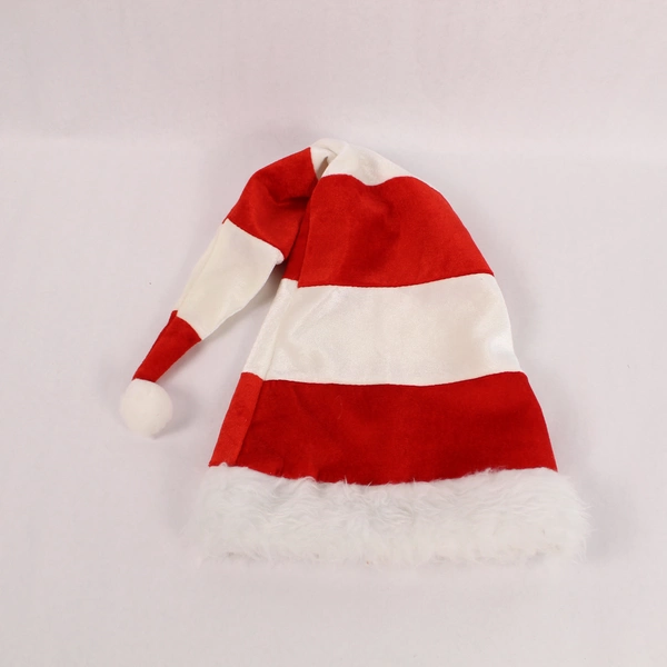 Christmas Hat Red White Striped Pom Pom Costume Unisex One Size 29 Inchs Tall