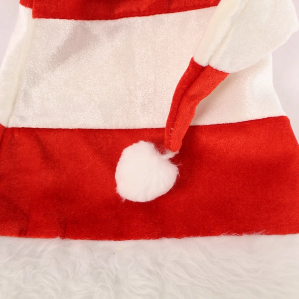 Christmas Hat Red White Striped Pom Pom Costume Unisex One Size 29 Inchs Tall
