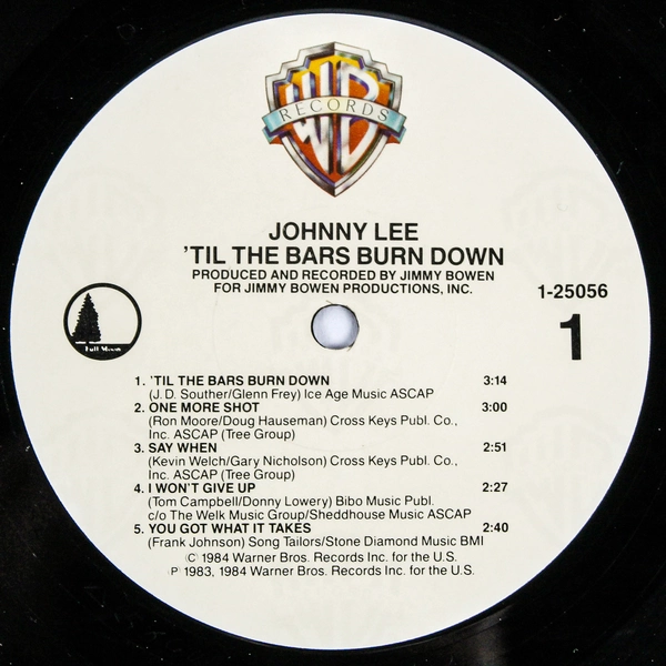 Johnny Lee 'Til The Bars Burn Down LP 1984 Warner Bros Country Music