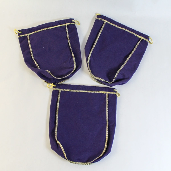 Lot of 5 Crown Royal Cloth Gift Bags - 4 Purple & 1 Green, Drawstring