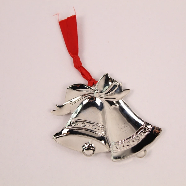 Gloria Duchin 1990 Silver Bells Ornament for Kids with Red Ribbon