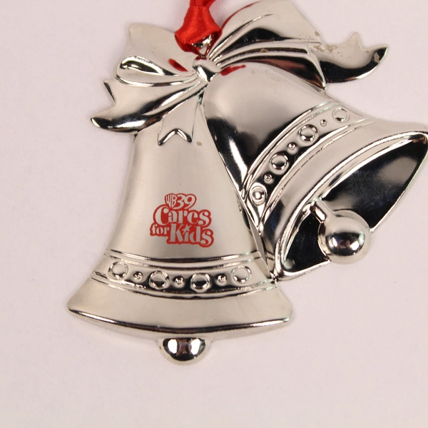 Gloria Duchin 1990 Silver Bells Ornament for Kids with Red Ribbon