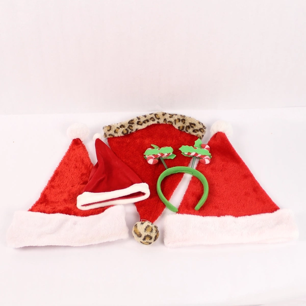 Lot of 4 Christmas Santa Hats & Candy Cane Headband - Assorted Styles/Sizes