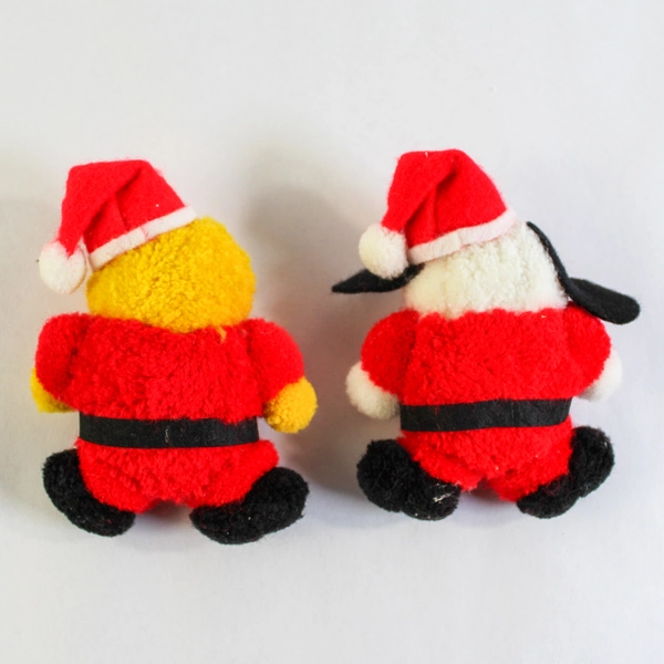 Lot of 2 Mini Plush Santa Duck & Dog Stuffed Animals 5" Christmas Decor