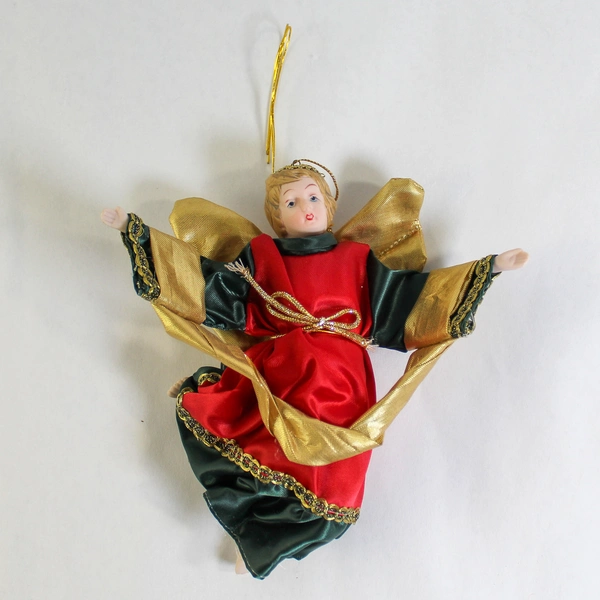 Vintage Porcelain Angel Christmas Tree Ornament 7" Made in Taiwan