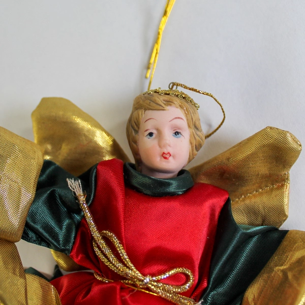 Vintage Porcelain Angel Christmas Tree Ornament 7" Made in Taiwan