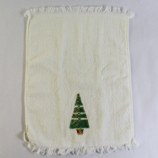 Lot of 2 Embroidered Christmas Towels - Tree & Poinsettia Holiday Decor
