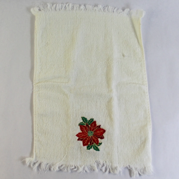 Lot of 2 Embroidered Christmas Towels - Tree & Poinsettia Holiday Decor