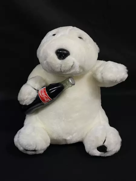1997 Play By Play Coca-Cola Plush Polar Bear 9.5" Waving - Pre-Owned