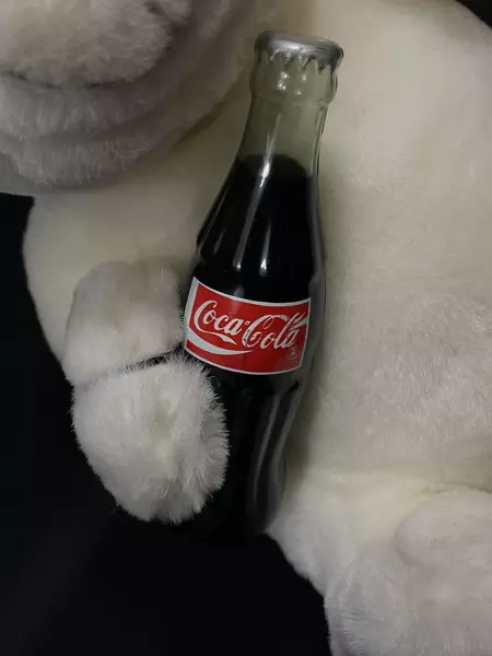 1997 Play By Play Coca-Cola Plush Polar Bear 9.5" Waving - Pre-Owned
