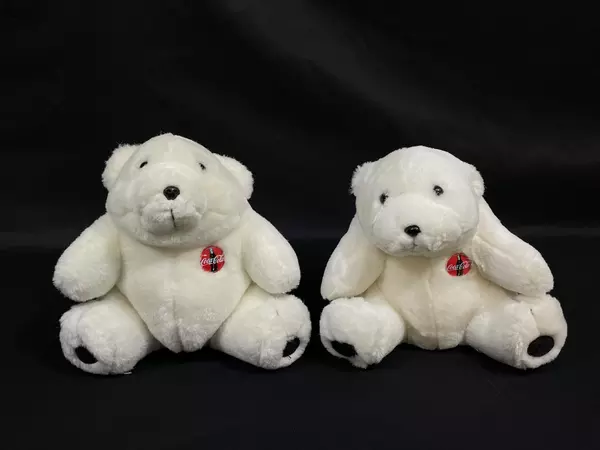 Lot of 2 Coca-Cola Plush Bears 7" with Red Buttons - Cute Collectibles