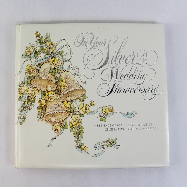 Vintage Hallmark Silver Wedding Anniversary Journal - Worn, Pages Torn Out