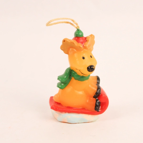 Vintage Wax Reindeer Candle Ornament 3.5" Unlit Christmas Decor - Very Good
