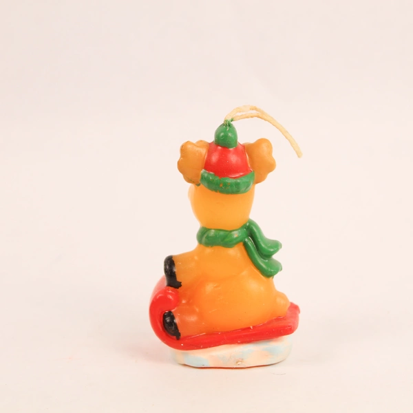 Vintage Wax Reindeer Candle Ornament 3.5" Unlit Christmas Decor - Very Good