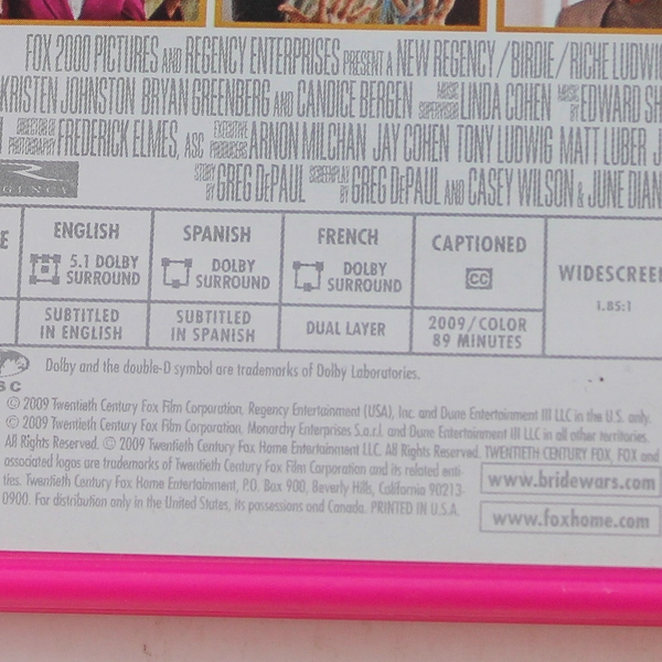 Bride Wars DVD Movie 2009 Kate Hudson Anne Hathaway Pre-Owned Good Condition