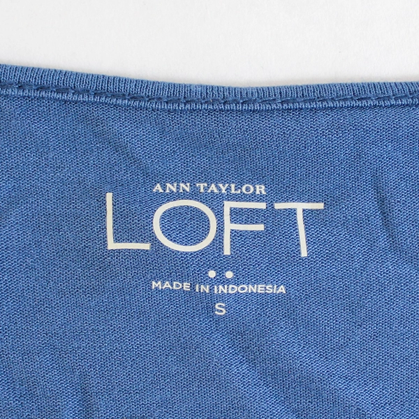 Ann Taylor Loft Blue Sheer Blouse Women's Size S 3/4 Sleeve Asymmetrical Hem