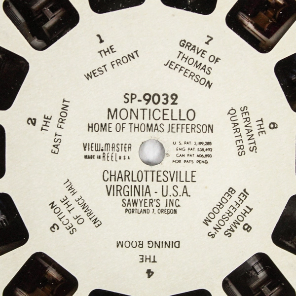 Vintage ViewMaster Reel SP9032 Monticello Virginia 3D World Wonders