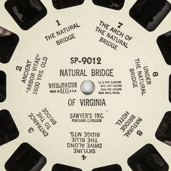 Vintage ViewMaster SP9012 Natural Bridge of Virginia 3D Slide Reel