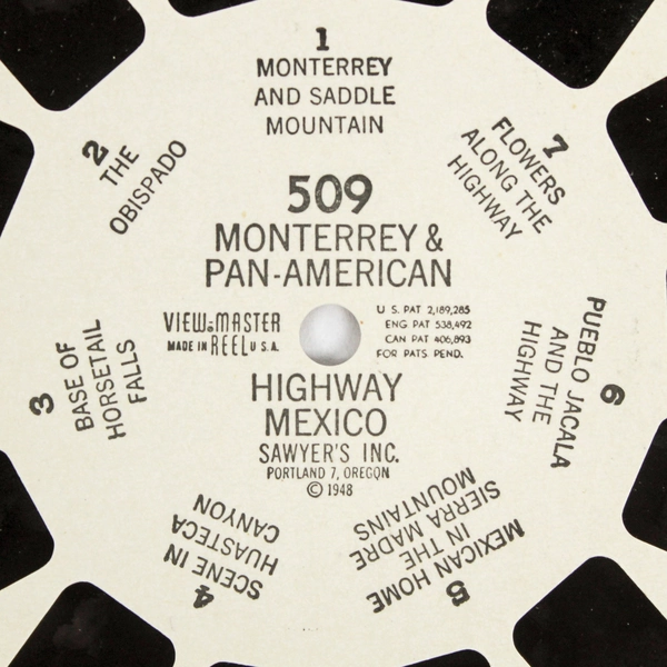 Vintage ViewMaster 509 Monterrey & Pan-American Highway Reel, 7 Wonders
