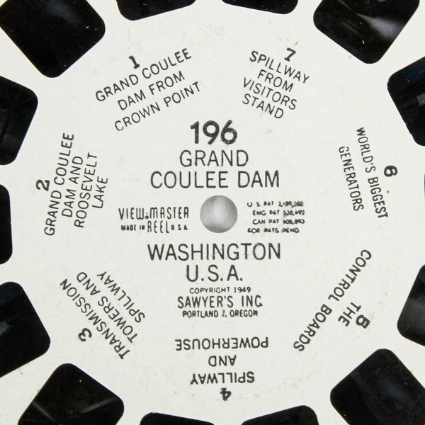 Vintage ViewMaster Reel 196 Grand Coulee Dam Washington 7 Color Pictures