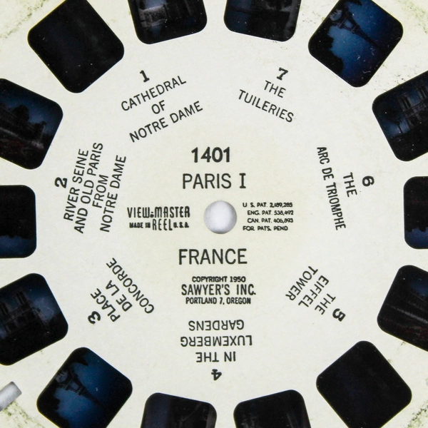 Vintage Sawyer's ViewMaster 1401 Paris I France Wonders Of The World 1950