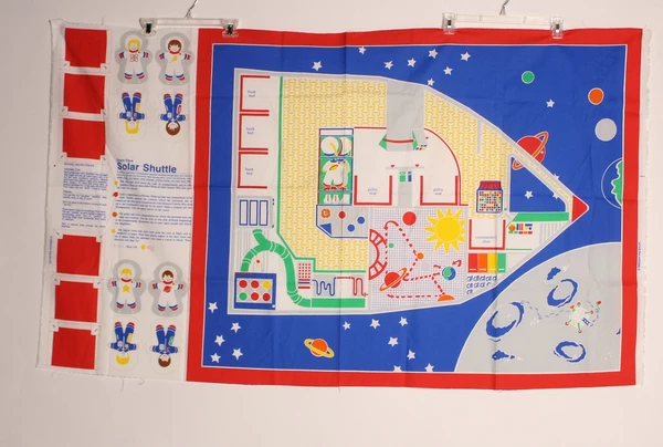 Vtg 1988 Learning Line Solar Shuttle Playmat Fabric, Cut Marks, DIY Crafts