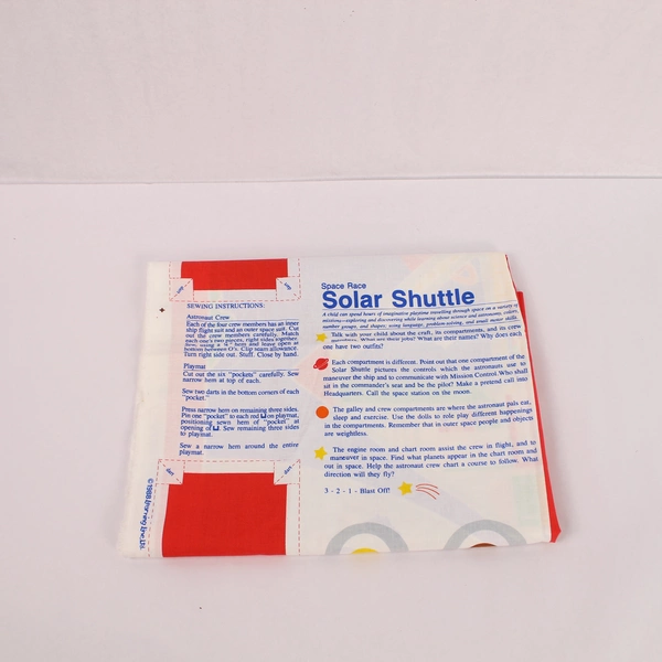 Vtg 1988 Learning Line Solar Shuttle Playmat Fabric, Cut Marks, DIY Crafts