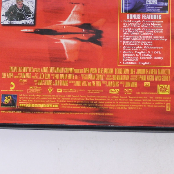 Behind Enemy Lines DVD 2002 Gene Hackman Owen Wilson - Good Condition