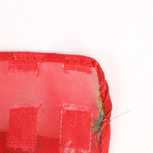 Textured Knit Scarf Shawl Red with Green Leaves & Metallic Accents 64.5"