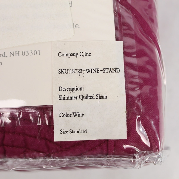 Company C Shimmer Quilted Sham Wine Color 9.5" in Original Packaging