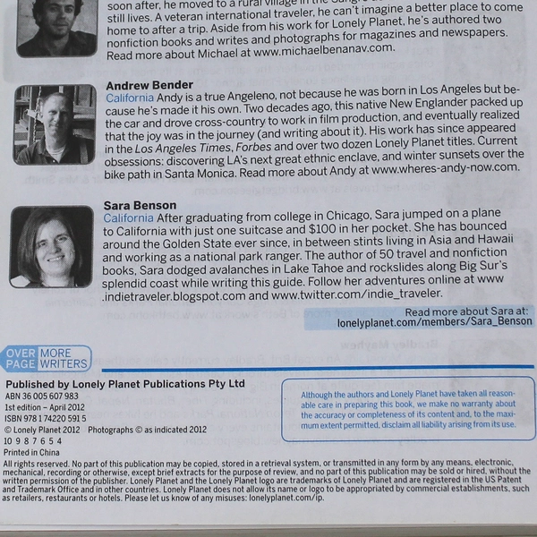 Western USA Guide by Amy C Balfour 2012 Lonely Planet Paperback Book