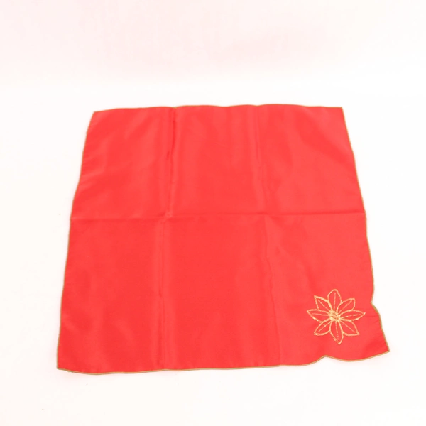 Lot of 4 Fred Meyer Christmas Napkins Red Gold Poinsettia 17.5"x16.5"