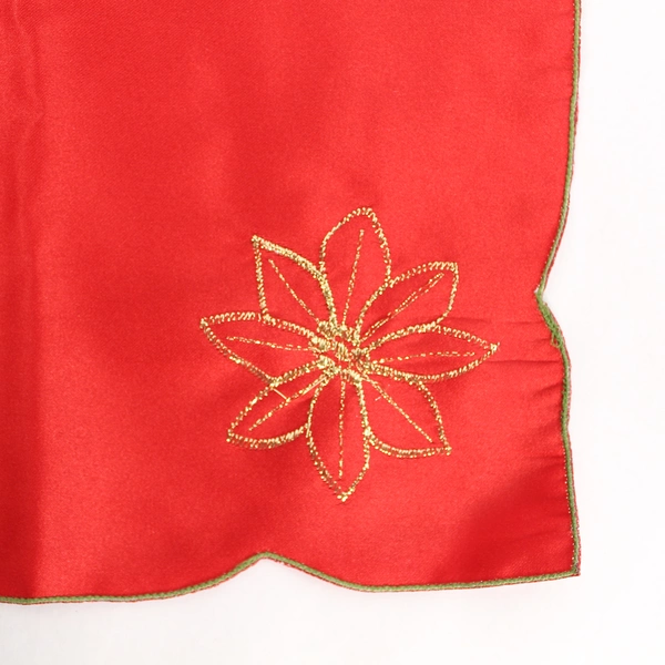 Lot of 4 Fred Meyer Christmas Napkins Red Gold Poinsettia 17.5"x16.5"