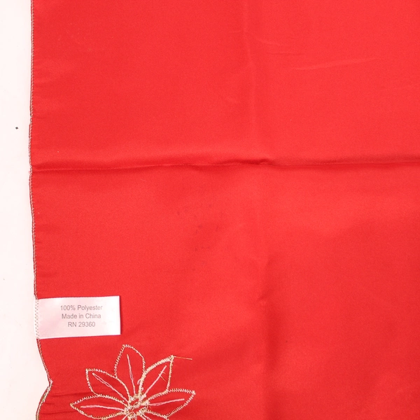 Lot of 4 Fred Meyer Christmas Napkins Red Gold Poinsettia 17.5"x16.5"