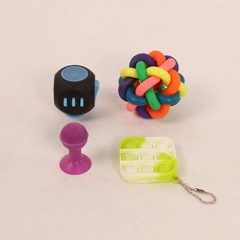 Lot of 4 Kid's Sensory Fidget Toys: Pop It Balls & Keychain - Pre-Owned