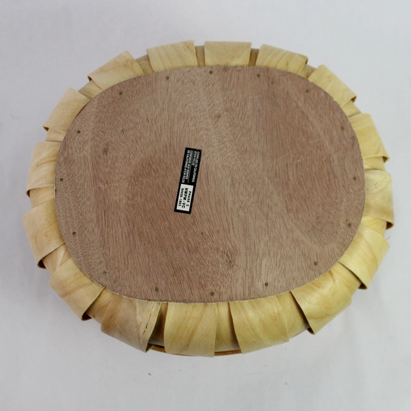 Round Rattan Decorative Storage Basket Grateful Fall Thankgiving Leather Handles