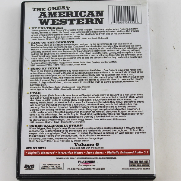 Roy Rogers - The Great American Western DVD Set, 5 Movies, 2003