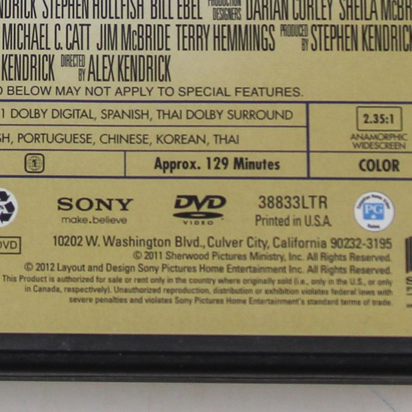 Courageous DVD Movie 2011 Sherwood Pictures Pre-Owned Honor Begins at Home